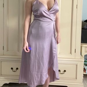 RARE Abercrombie Fitch A&F Satin Violet Lavender Lilac Hi-Low Midi Dress XS